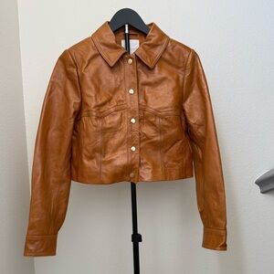 Women's Small NWT Tan/Camel cropped  Leather Jacket